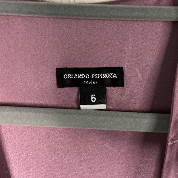 Vintage Silk Orlando Espinoza Purple V-Neck MIDI Dress size 6 - Picture 3 of 16